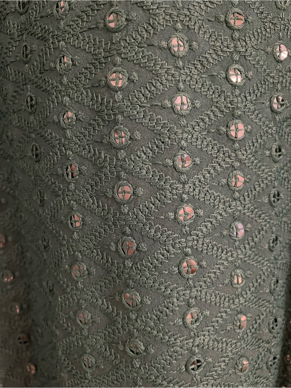 Men's Dark Green Embroidered Kurta sequined - Classic Festive Wear - Picture 5 of 8